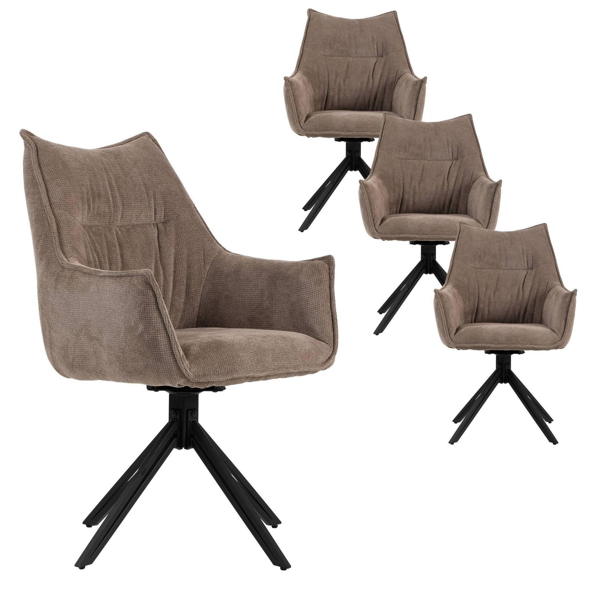 ESSZIMMERSTUHL Ginosa drehbar 4er-Set - Beige/Schwarz, Textil/Metall (62/90/66cm) - Mr. Deko