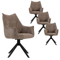 ESSZIMMERSTUHL Ginosa drehbar 4er-Set - Beige/Schwarz, Textil/Metall (62/90/66cm) - Mr. Deko