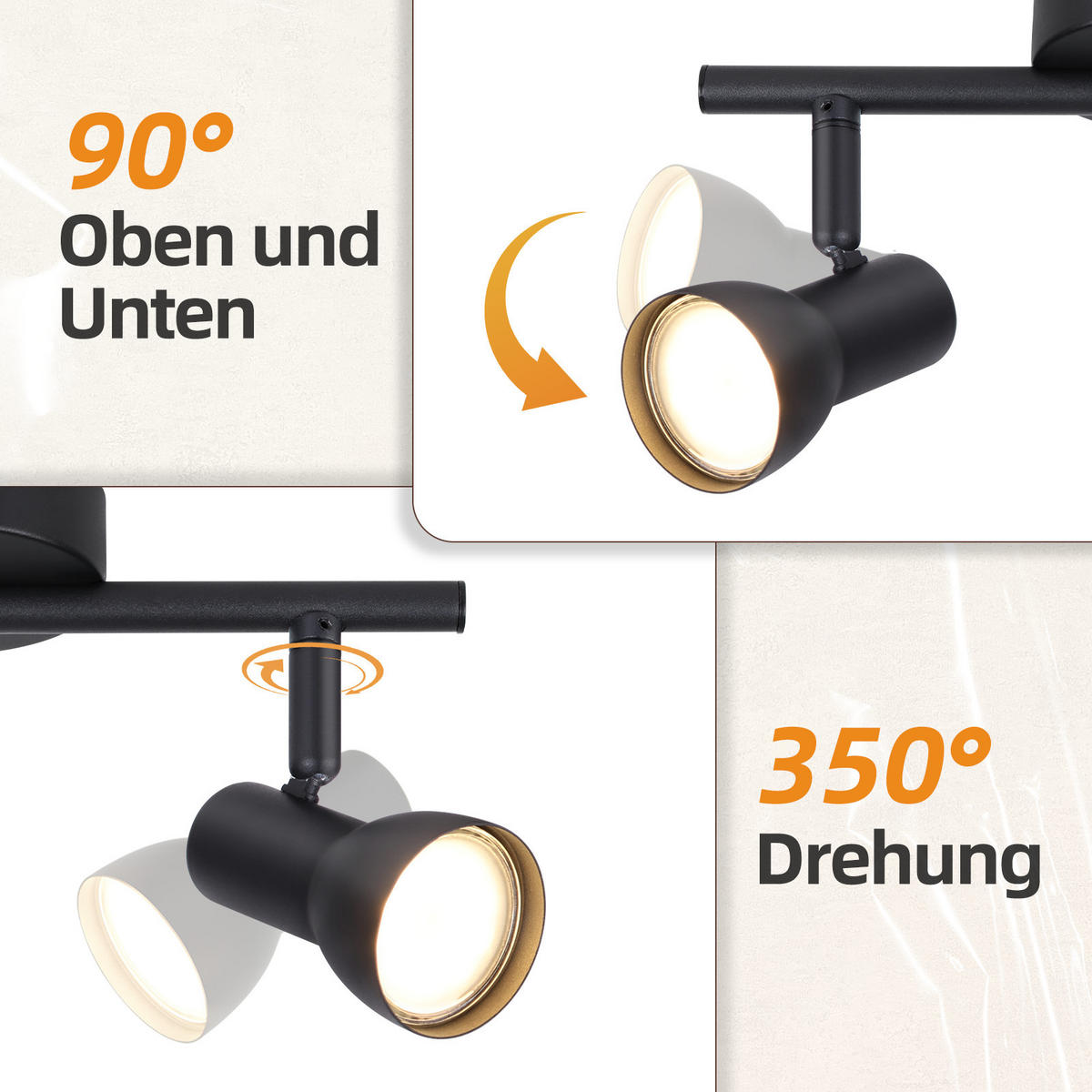 STRAHLER 3 Flammig-GU10 8*15.5*42.5 - Schwarz, Metall (42.5/8/15.5cm) - ZMH