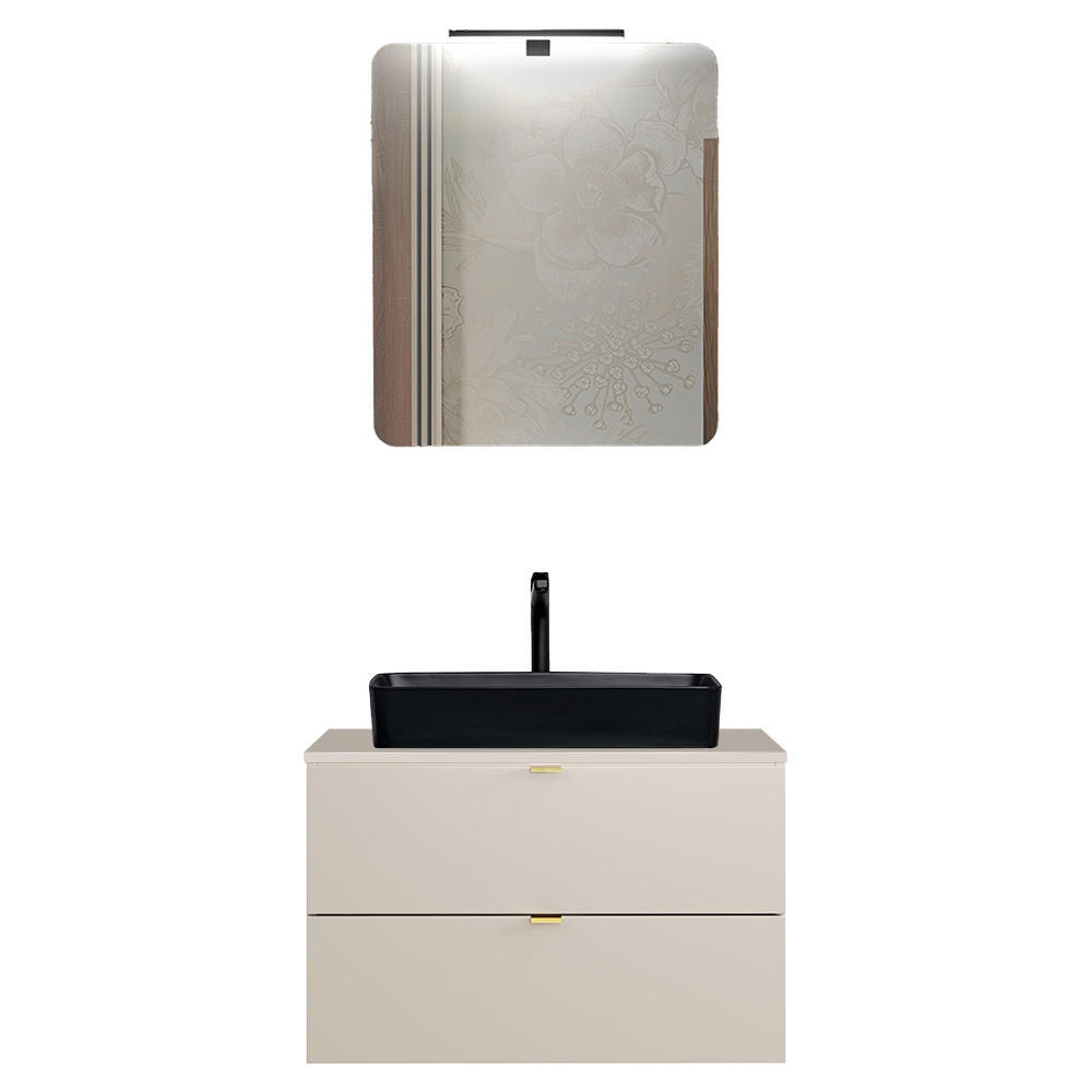 BADMÖBEL-SET 2-TLG. Durango-56 - Beige, Holzwerkstoff (125/200/47cm) - Lomado