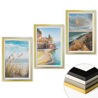 WANDBILDER 3er Set - 40x60 cm Goldrahmen - Landschaften Strand Klippen Stadt - Goldfarben, Kunststoff (40/60cm) - ArtPrintCave