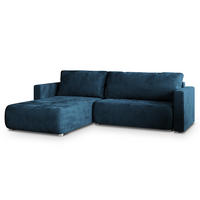 ROHOVÁ SEDAČKA TURIN modrá - šedá/modrá, dřevo/textil (265/183cm) - MASSENO