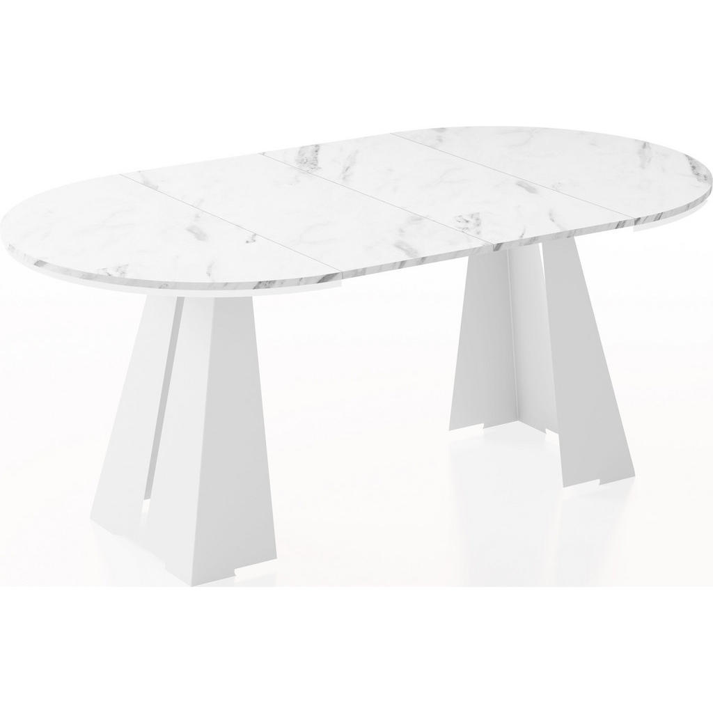 Thumbnail - WFL Group Esstisch, Ecru, Holzwerkstoff, 8-Sitzer, Rund,Rund, 100x76x100 cm, Esszimmer, Tische, Esstische