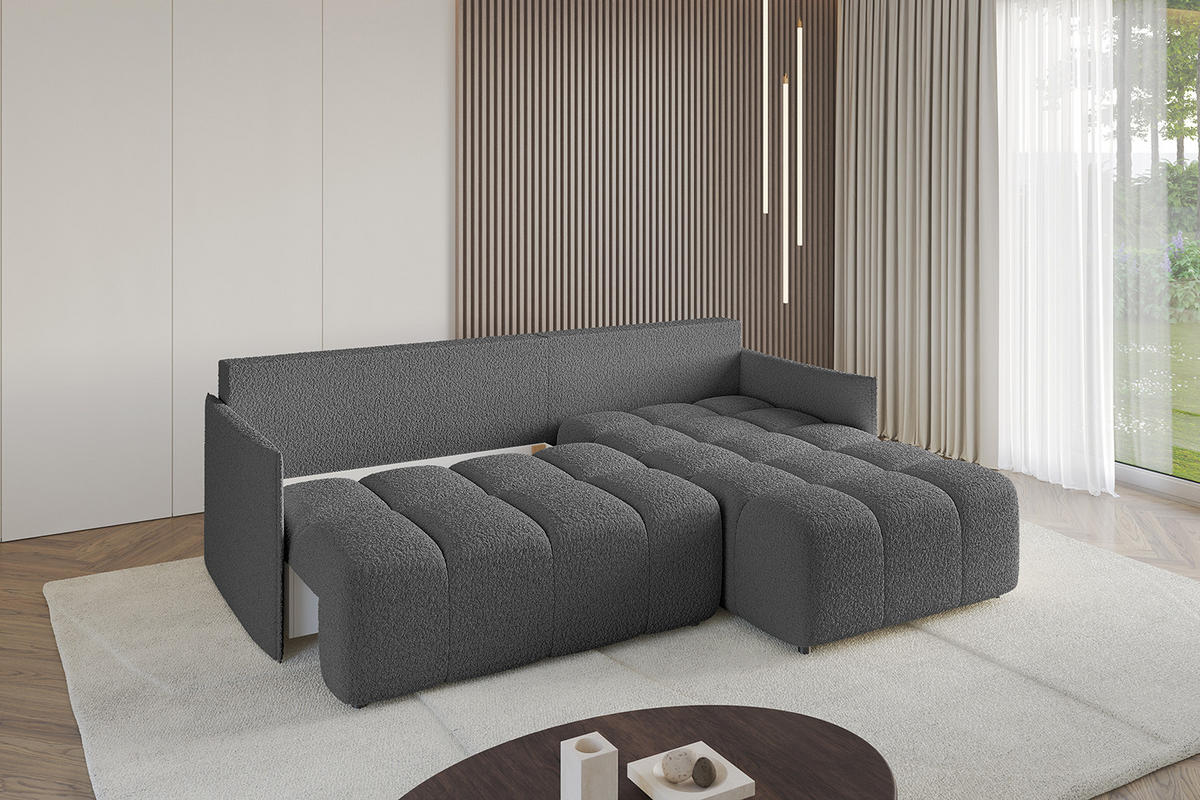 ECKSOFA Ottomane rechts LONLI-L 251x189x68 Platinfarben Bouclé - Platinfarben, Holzwerkstoff/Kunststoff (189/251cm) - ALTDECOR