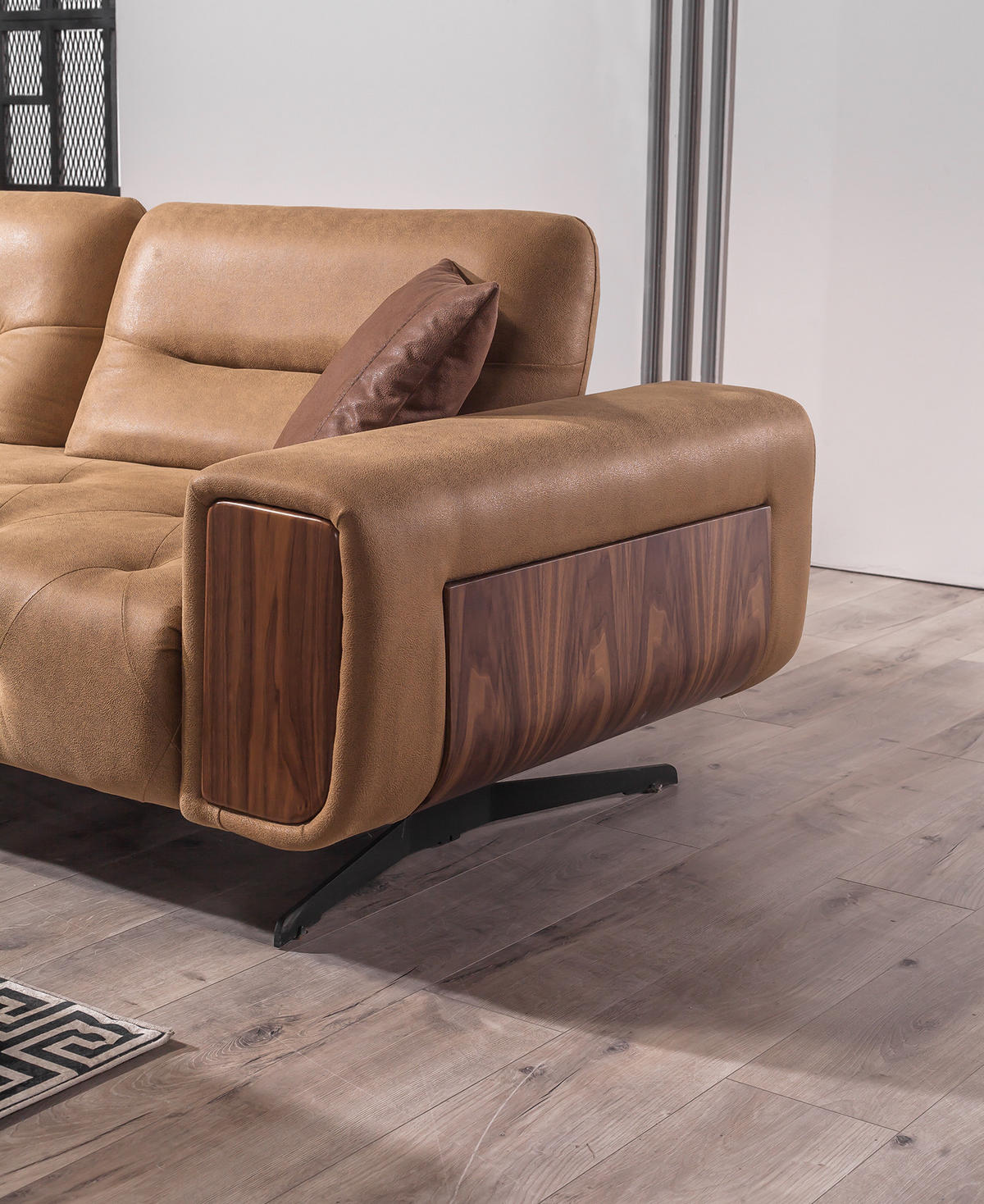 SITZGARNITUR Energy Grau-Seidengrau Stellvariante:3+3+1 - Braun, Holz (240/100/90cm) - Villa Möbel