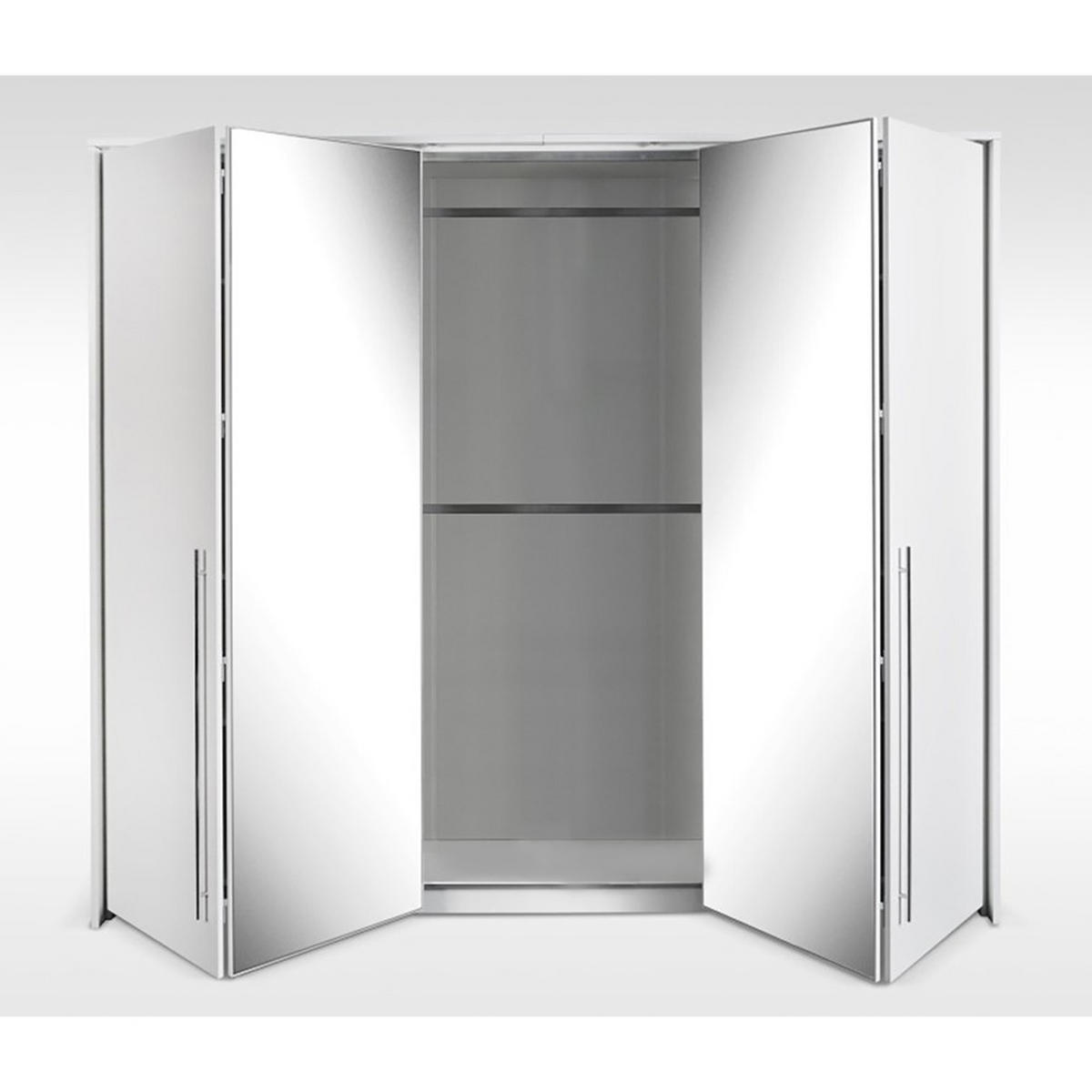 DREHTÜRENSCHRANK Bremco mit 2 Türen und Spiegel, Weiß, 255 cm - Weiß, Holzwerkstoff (255/219/65cm) - Beautysofa