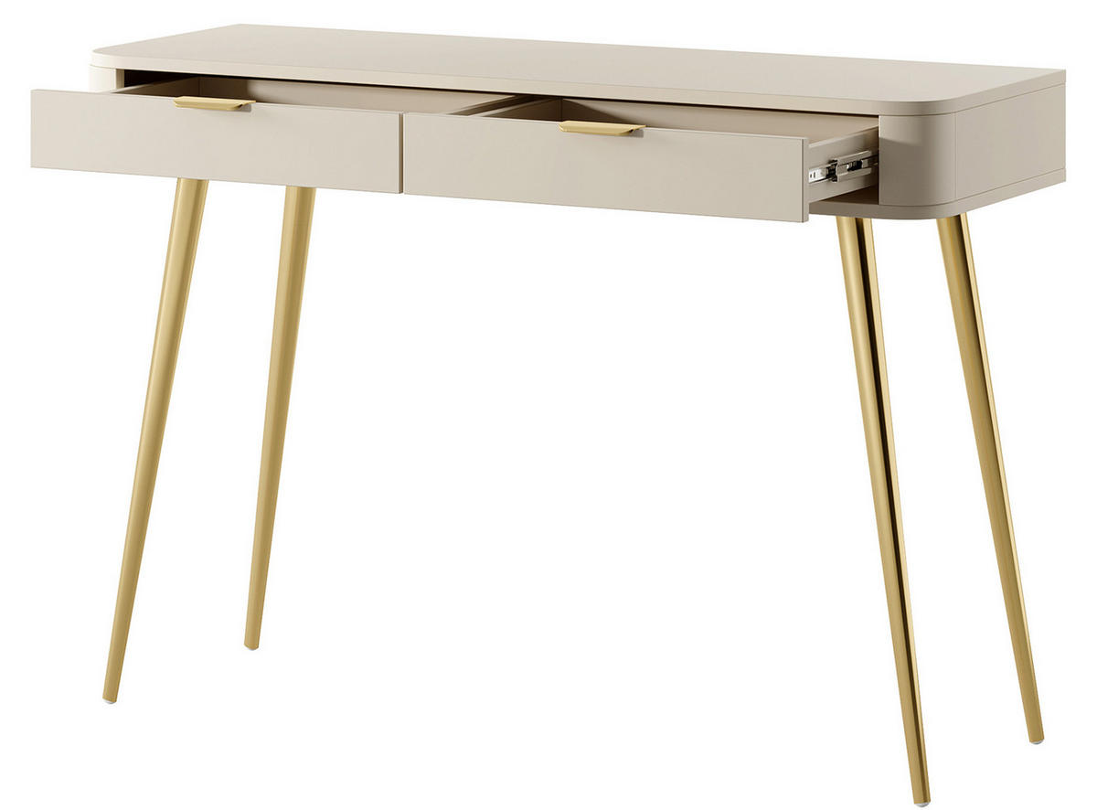 KONSOLENTISCH Oval Beige 112 cm - Beige/Goldfarben, Holzwerkstoff/Metall (38/112/78cm) - Selsey