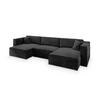 WOHNLANDSCHAFT SARMO M Schwarz Velours-Stoff mit Schlaffunktion - Schwarz, Holz (347/70/148cm) - MASSENO