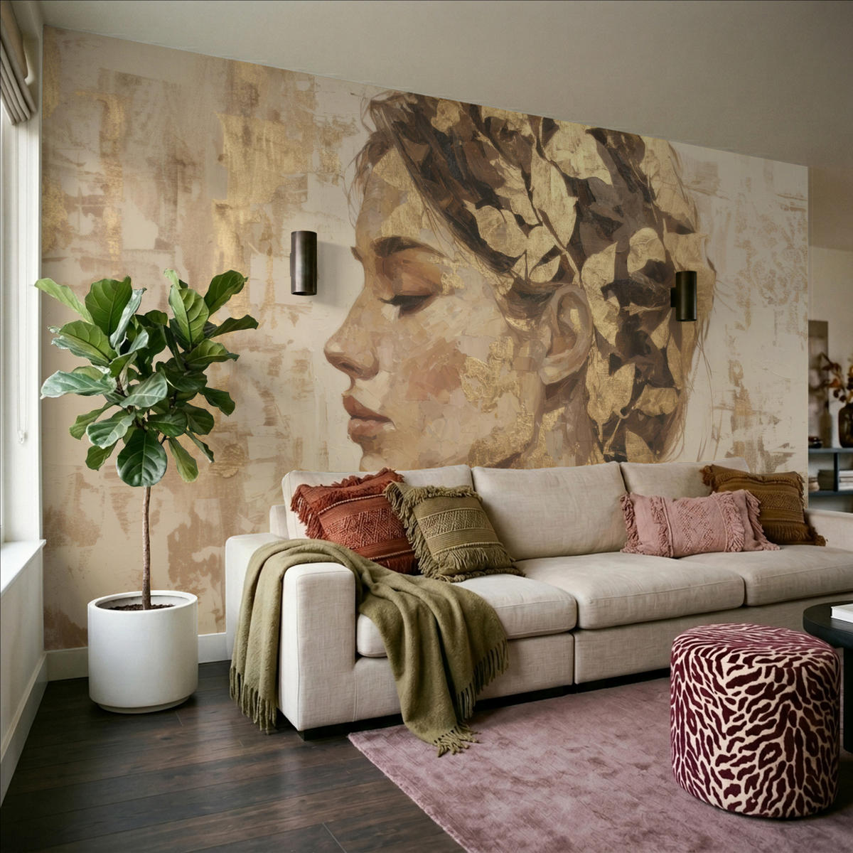 TAPETE - Frau - Gold - Abstrakt - Textur - 500x280 cm - Goldfarben, Papier (500/280cm) - OnlyWow