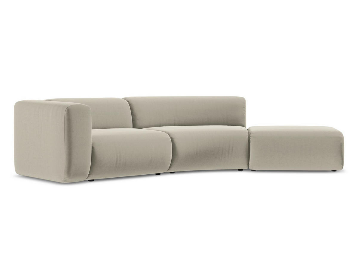 4-SITZER-SOFA Samt Stoff Creme - Perlmutt/Creme, Kunststoff/Textil (335/70/166cm) - Makamii