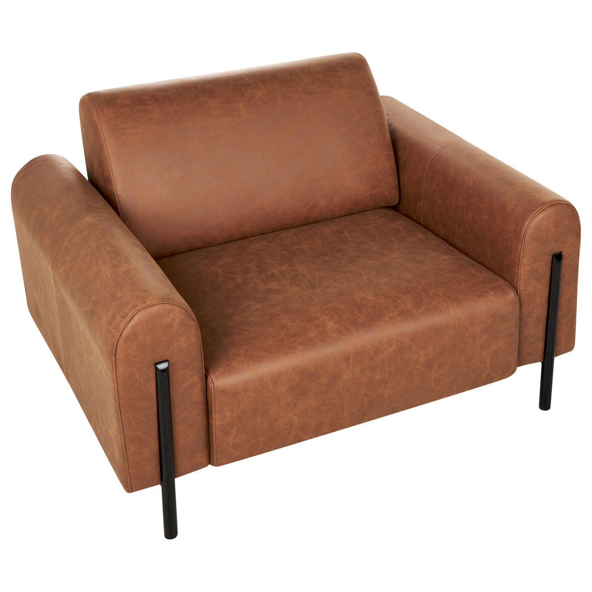 SESSEL Goldbraun Askim - Schwarz/Braun, Textil (123/79/95cm) - Beliani