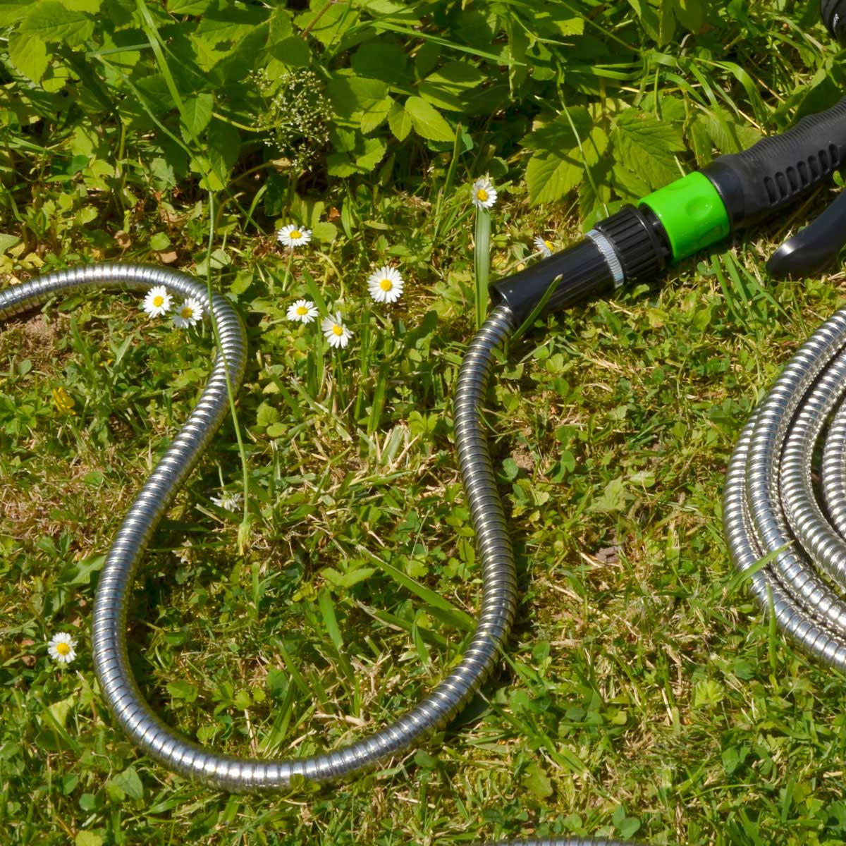 EDELSTAHL-GARTENSCHLAUCH 22,5 m - Silberfarben, Metall (2250cm) - eyepower