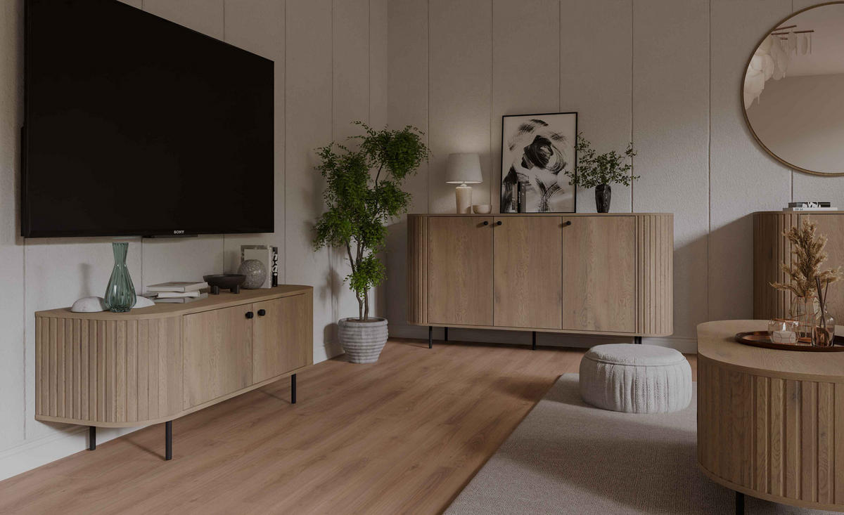 LOWBOARD BOLLA 123/50/42,3 cm, Eichefarben - Eichefarben, Holzwerkstoff (123/50/42.3cm) - MASSENO