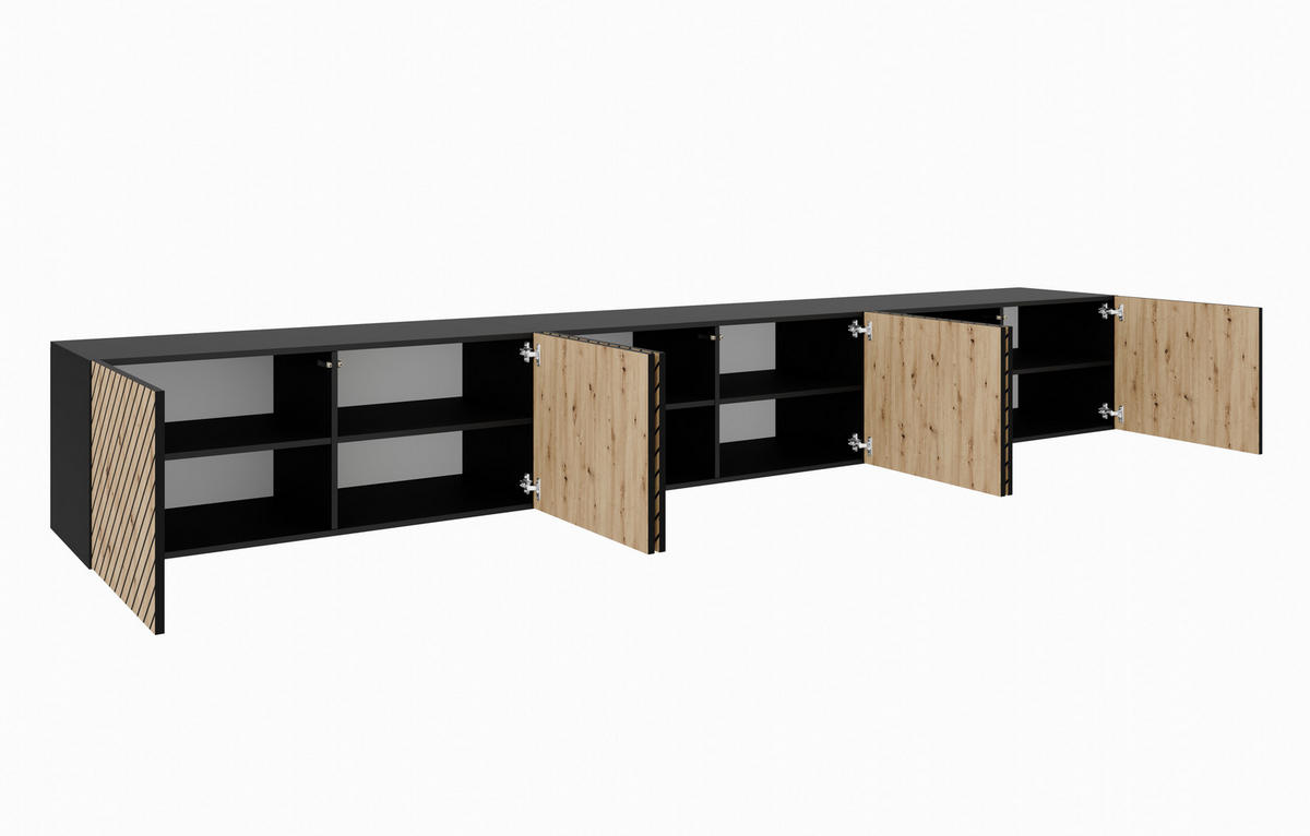 TV-SCHRANK SENTO - Schwarz/Eiche Artisan, Holzwerkstoff (200/41/40cm) - Meblini