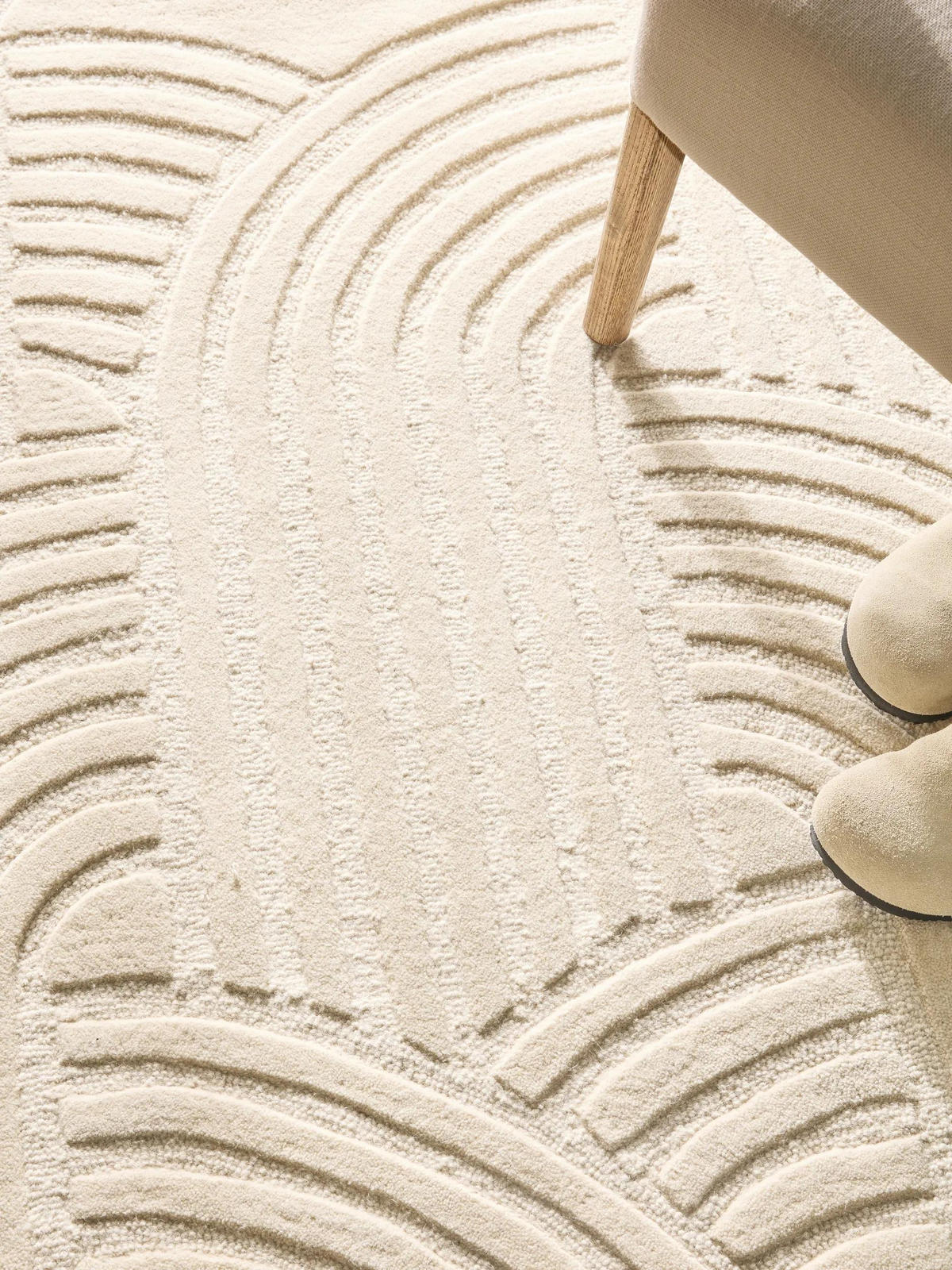 WOLLTEPPICH Nuria Cream 250x350 cm - Creme, Textil (250/350cm) - benuta Pure