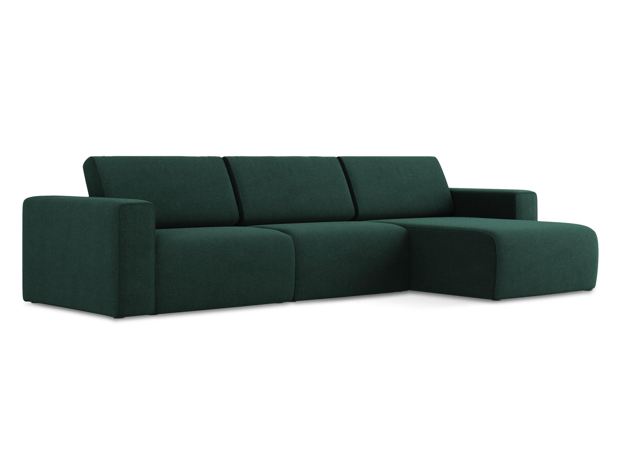 ECKSOFA Links Strukturstoff Stoff Grün - Dunkelgrün/Schwarz, Kunststoff/Textil (314/167cm) - Makamii