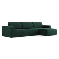 ECKSOFA Links Strukturstoff Stoff Grün - Dunkelgrün/Schwarz, Kunststoff/Textil (314/167cm) - Makamii
