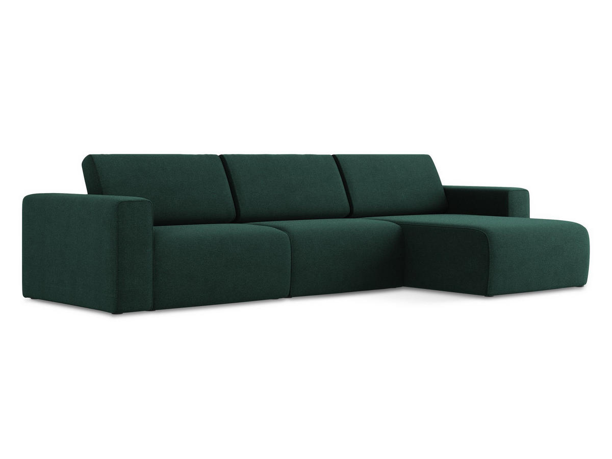 ECKSOFA Links Strukturstoff Stoff Grün - Dunkelgrün/Schwarz, Kunststoff/Textil (314/167cm) - Makamii