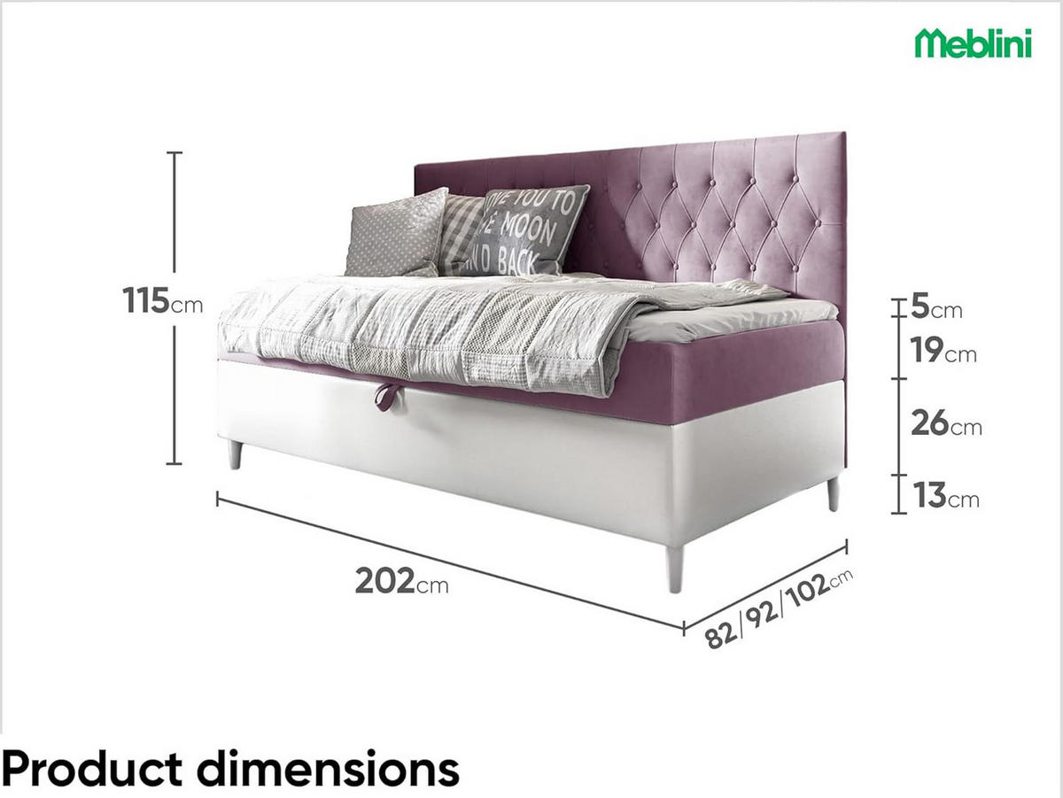 KINDERBETT FLIPPO 2 - Lila/Weiß, Holzwerkstoff (92/202cm) - Meblini