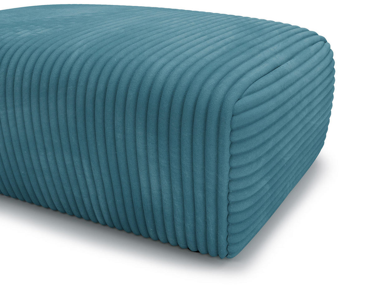 POLSTERHOCKER - Cord - Türkis/Schwarz, Kunststoff/Textil (110/40/72cm) - home24