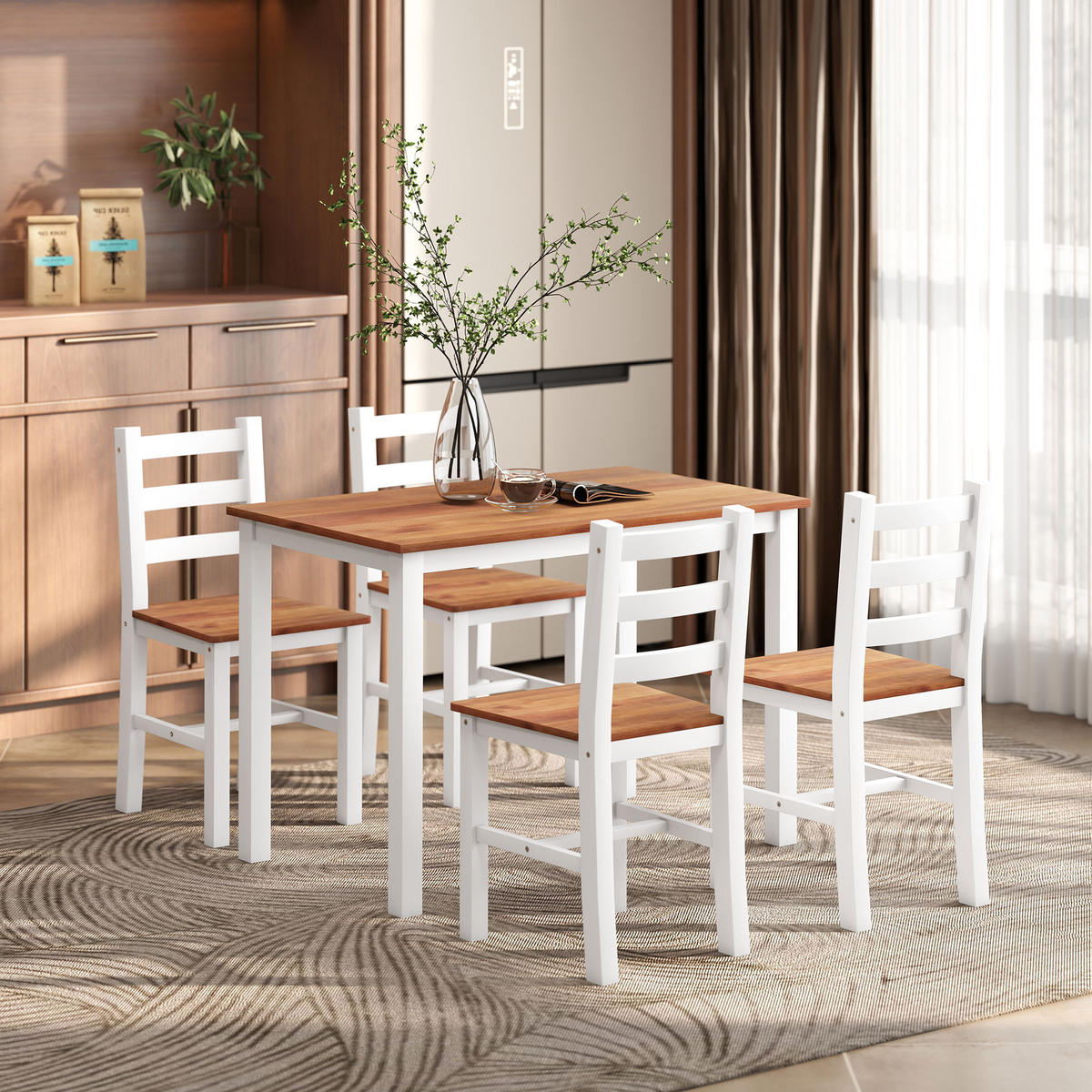 ESSTISCH-SET DE-10191 5-teilig, rechteckig Braun - Braun, Holzwerkstoff (65/75/108cm) - ComfortXL