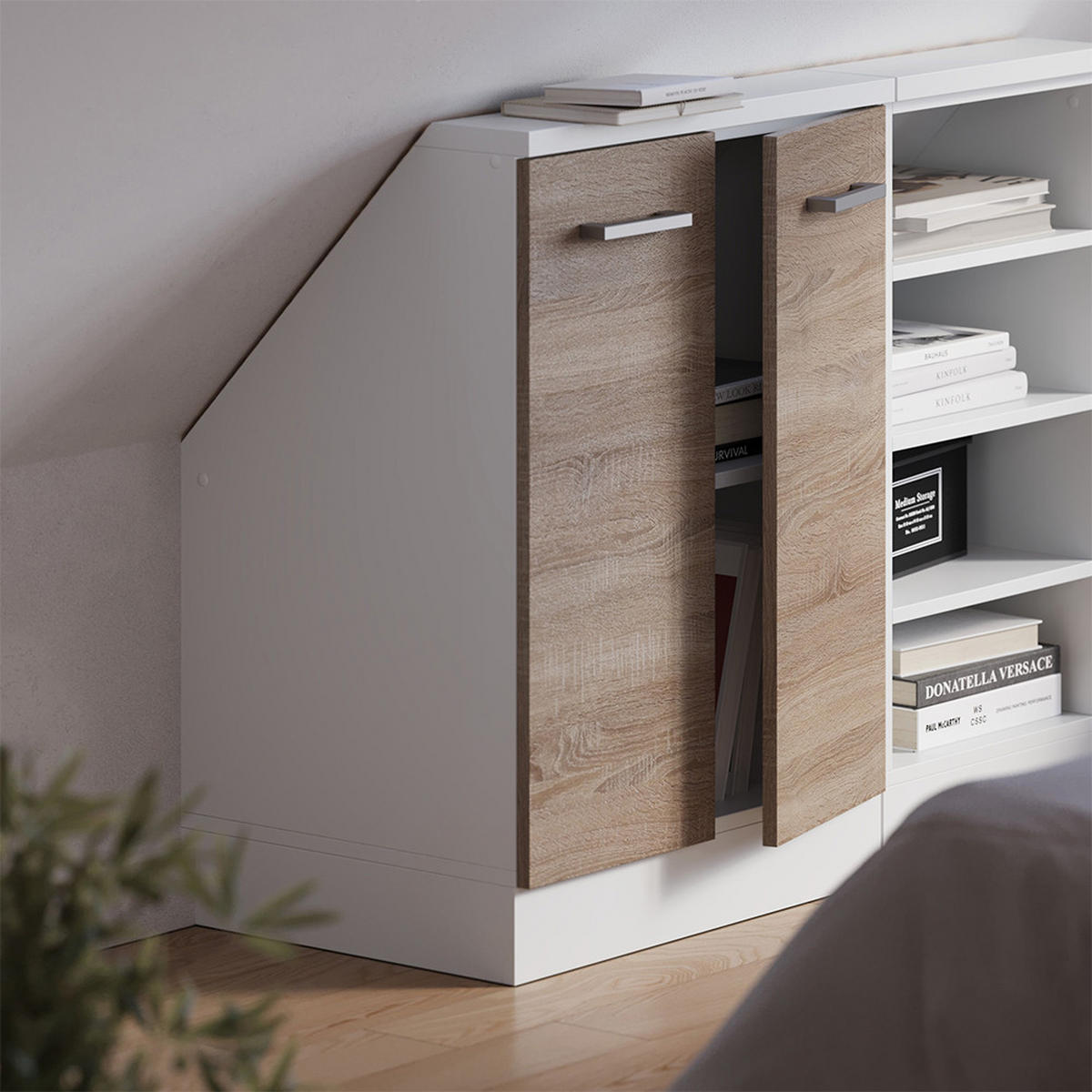 DACHSCHRÄGENSCHRANK Rion Sonoma mit 2 Türen - Sonoma Eiche, Holzwerkstoff (60/81.6/46cm) - Vicco