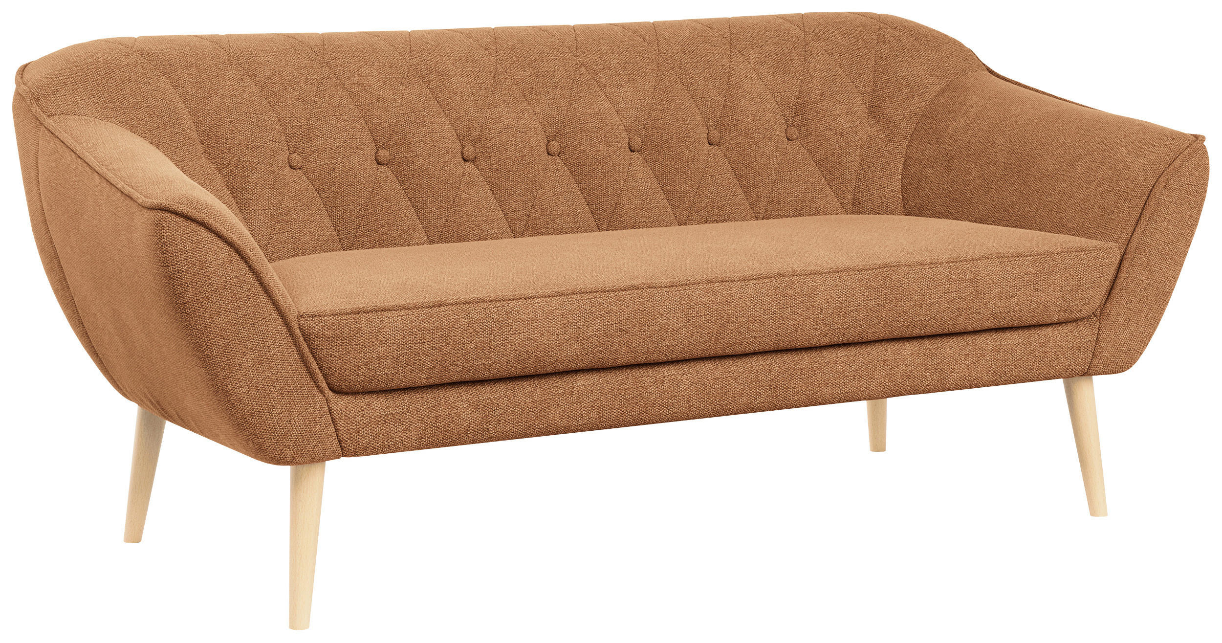 SOFA Pirs 3 Sitzer Strukture Orange - Orange/Braun, Holz/Textil (180/75/74cm) - MKS