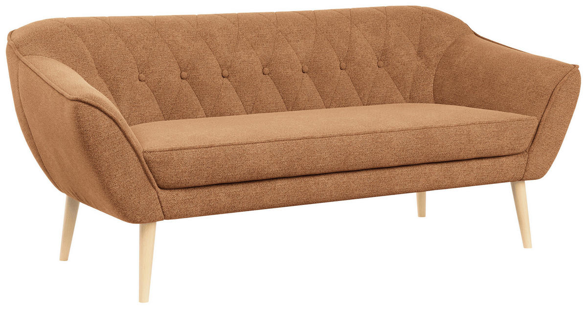 SOFA Pirs 3 Sitzer Strukture Orange - Orange/Braun, Holz/Textil (180/75/74cm) - MKS