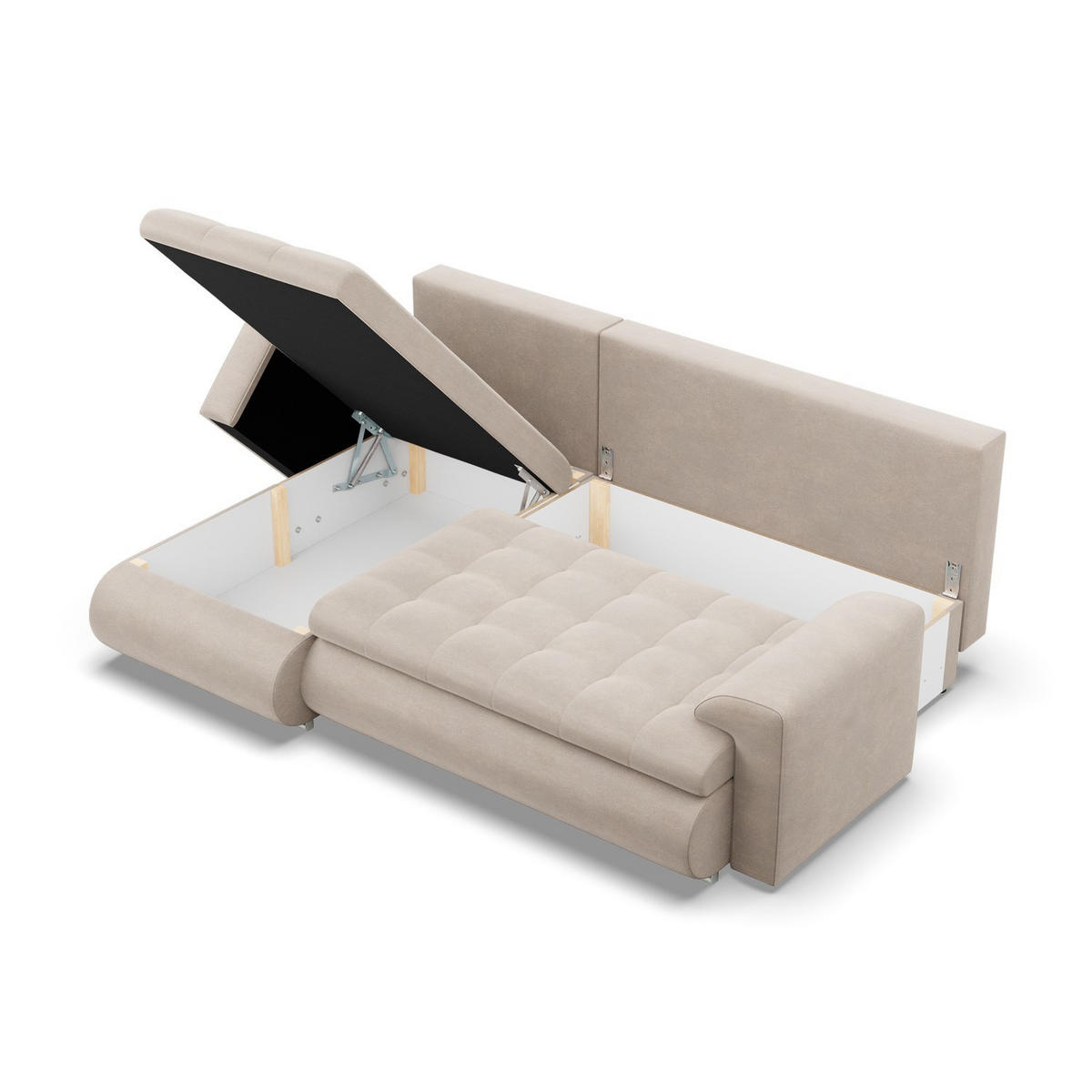ECKSOFA LINKS MIT SCHLAFFUNKTION FORESTA, Beige - Beige, Textil (230/159cm) - Mebligo