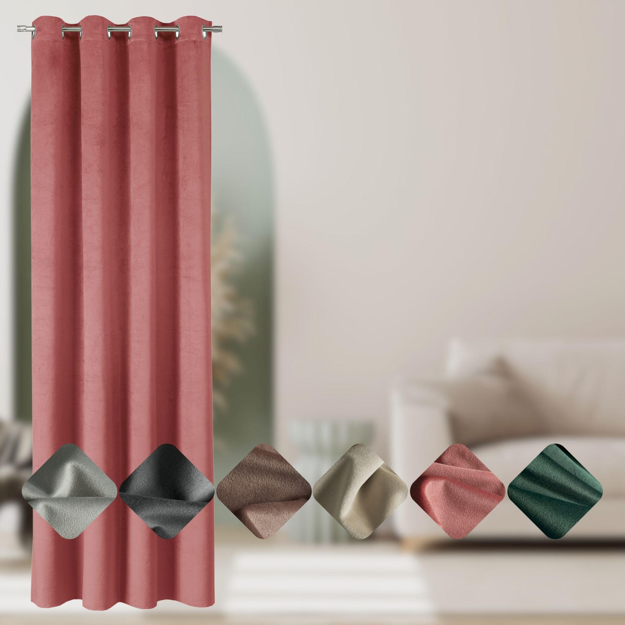 ÖSENVORHANG VELVET SIGNATURE - Rosa, Textil (140/1/250cm) - Tom Tailor