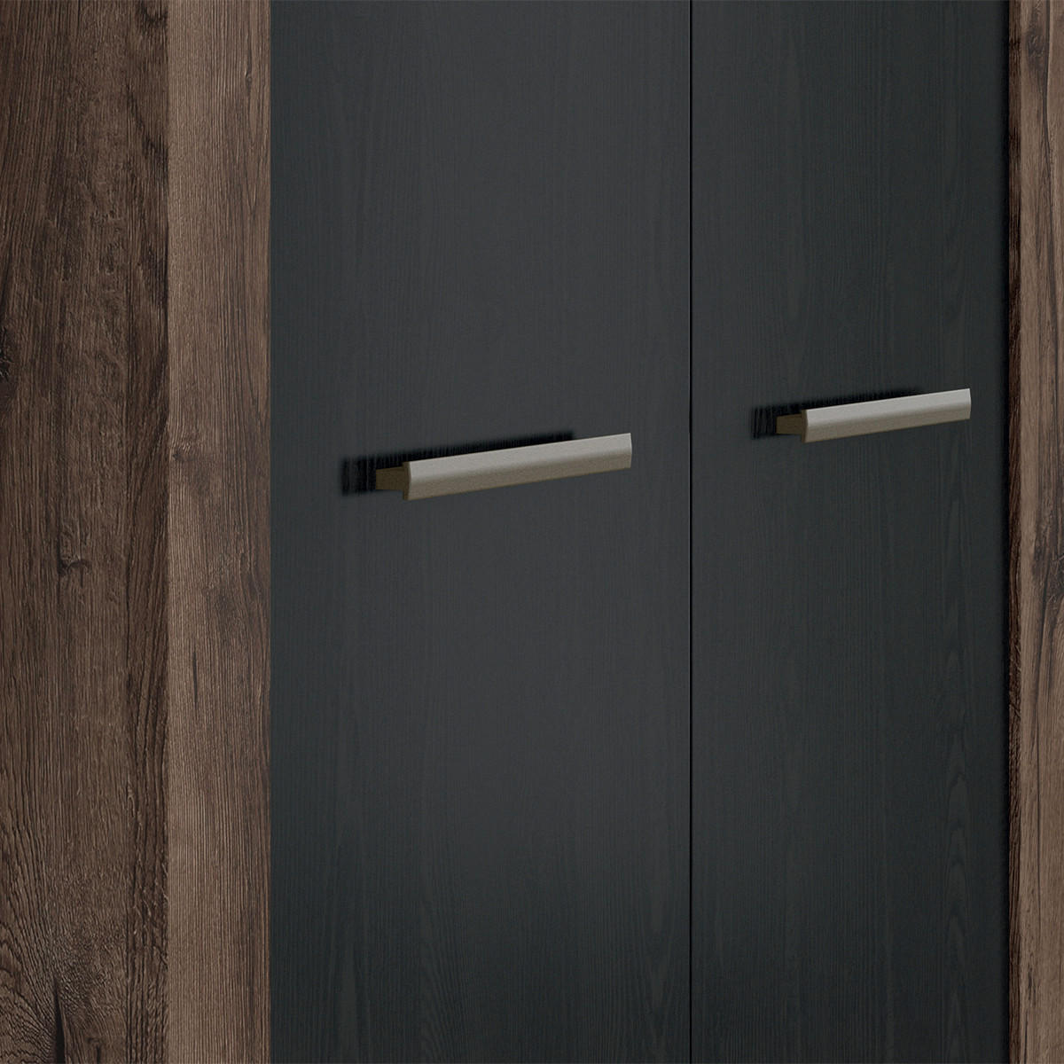 SCHRANK 2 Türen Adam Holz und Schwarz - Schwarz, Holzwerkstoff (98/195/55cm) - Petits-meubles