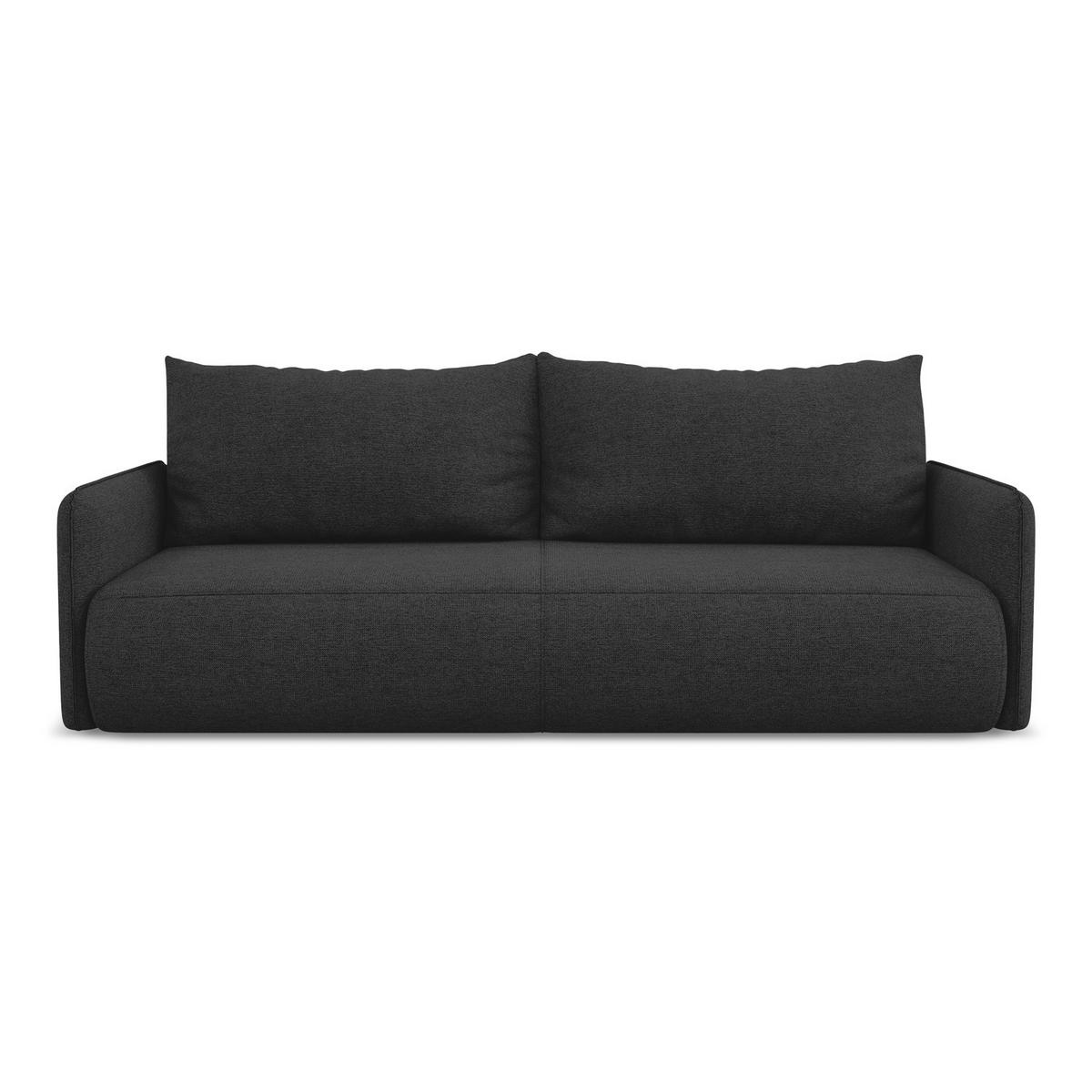 3-SITZER SOFA mit Schlaffunktion Chenille Stoff Schwarz - Anthrazit/Schwarz, Kunststoff/Textil (216/86/105cm) - LaMiaSofa