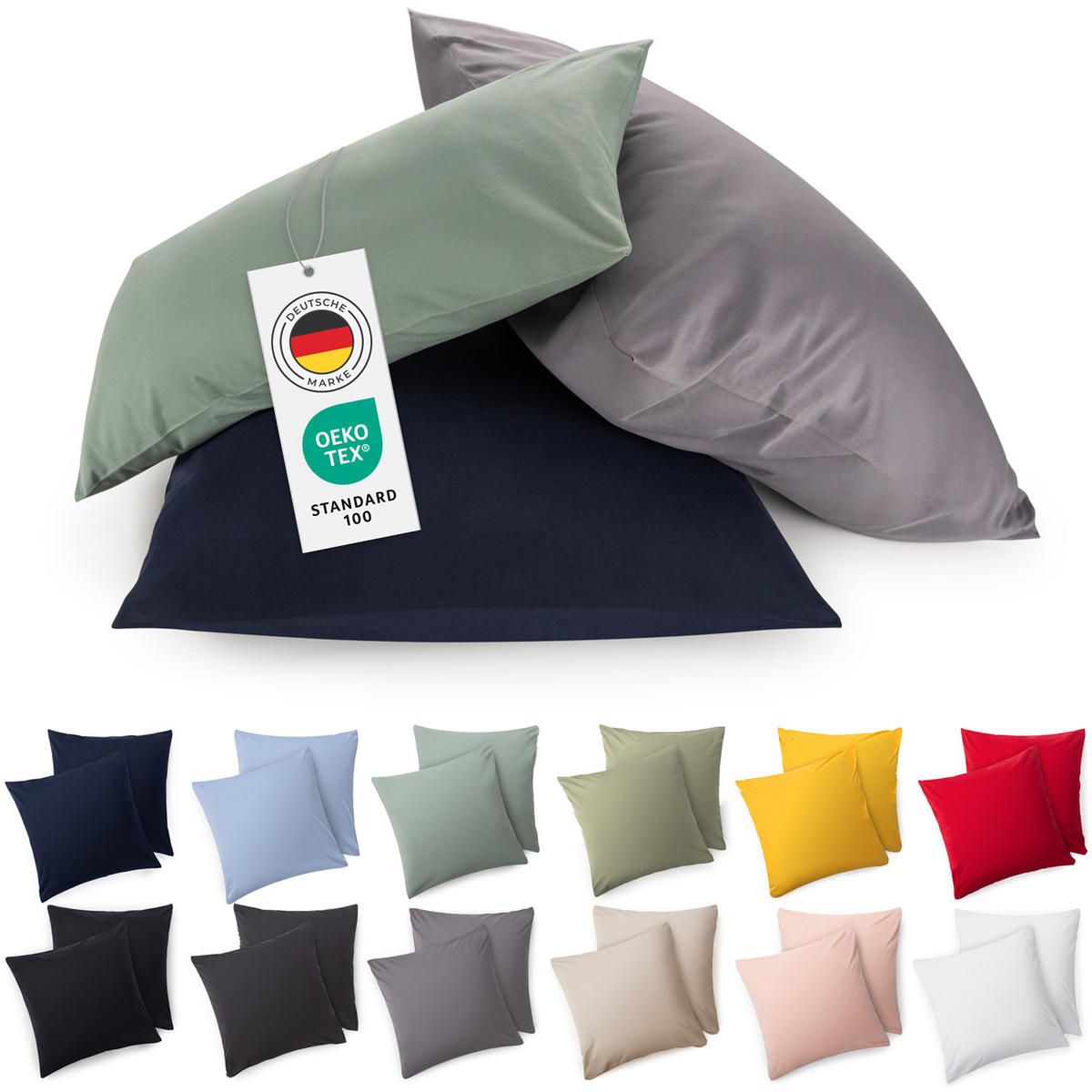 KISSENBEZUG Agneta 50/50 cm, 2er-Set, 100% Baumwolle, Grau - Grau, Textil (50/50cm) - Blumtal