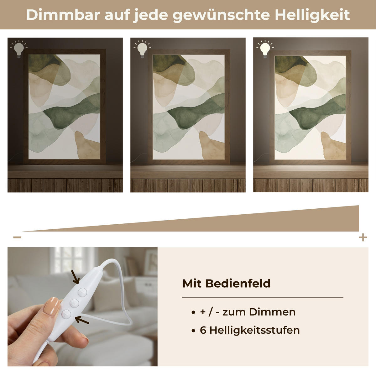 TISCHLEUCHTE Japandi - Abstrakt - Grün 20x30 cm - Buchefarben, Holzwerkstoff (8/20/30cm) - OnlyWow