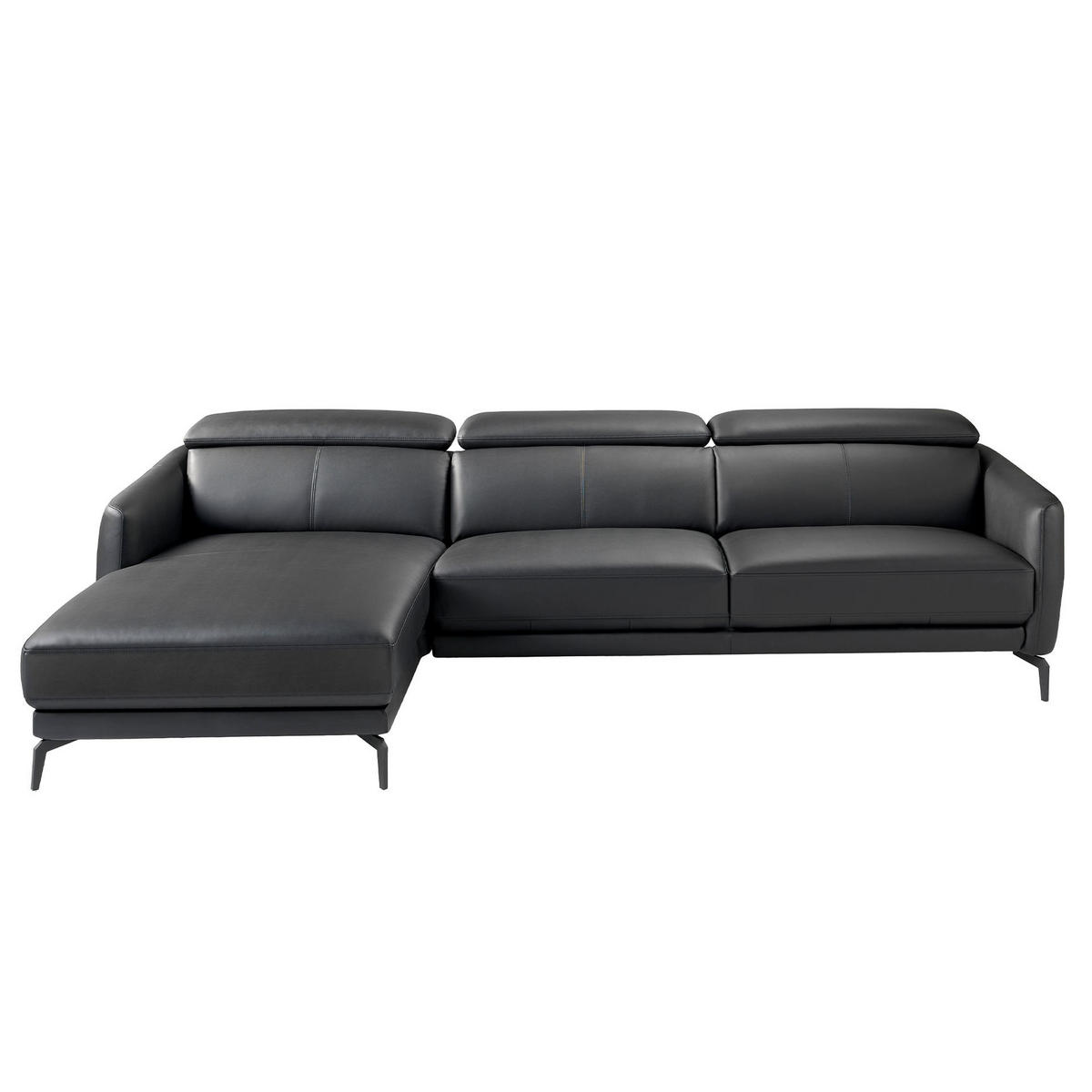 ECKSOFA Linkes Chaiselongue-Sofa aus schwarzem Leder 283/174/94 cm - Schwarz, Leder (283/174cm) - ANGEL CERDA