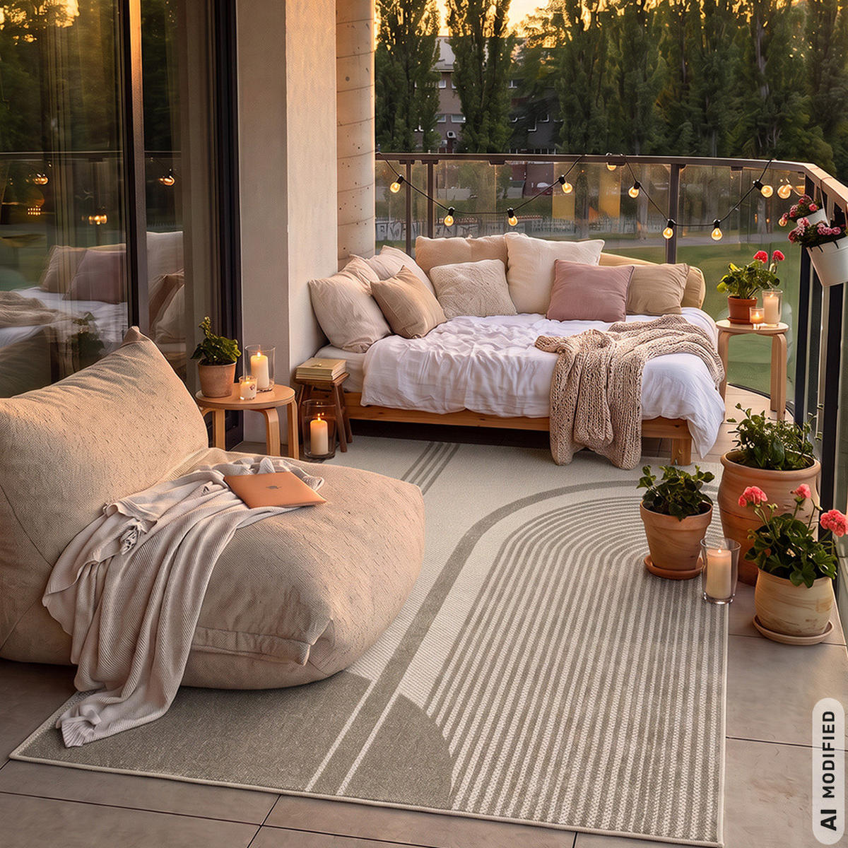 TEPPICH In-& Outdoor Fano Sera Mazovia 120x170cm Braun Creme Geometrisch Kurzflor - Braun, Textil (120/170cm) - Mazovia