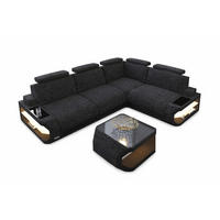 ECKSOFA Siena Schwarzgrau Schwarz Strukturstoff - Schwarz, Kunststoff (272/272cm)