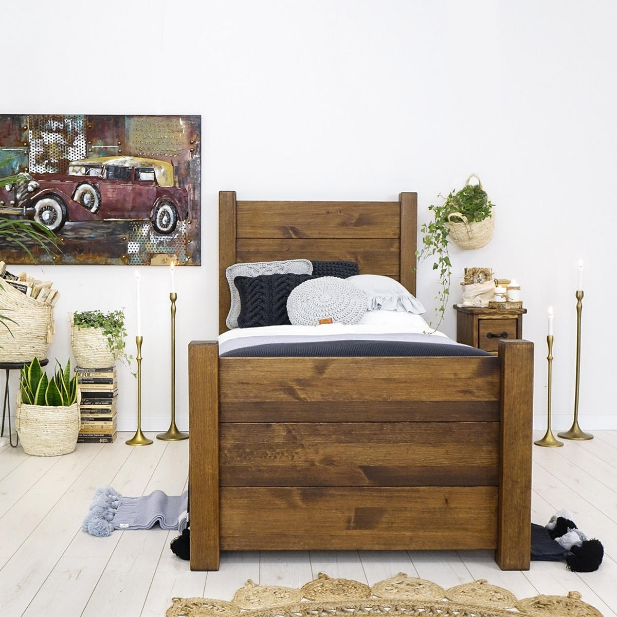 BETT aus Massivholz Rustyk Dobromir 90x200 - Dunkelbraun, Holz (90/200cm) - Seart