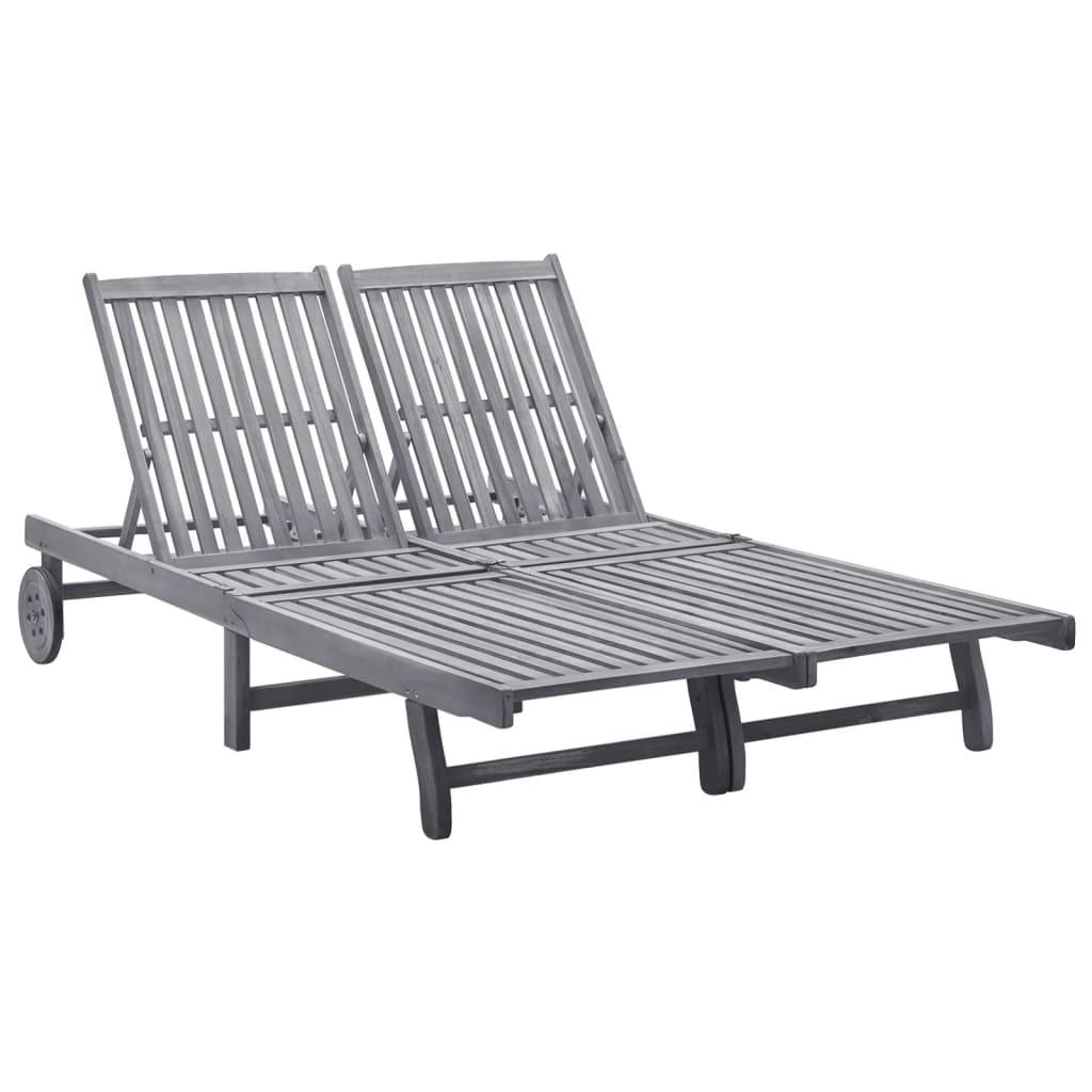 DOPPEL-SONNENLIEGE Massivholz Akazie - Grau, Holz (118/76/199cm) - furnicato