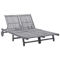 DOPPEL-SONNENLIEGE Massivholz Akazie - Grau, Holz (118/76/199cm) - furnicato