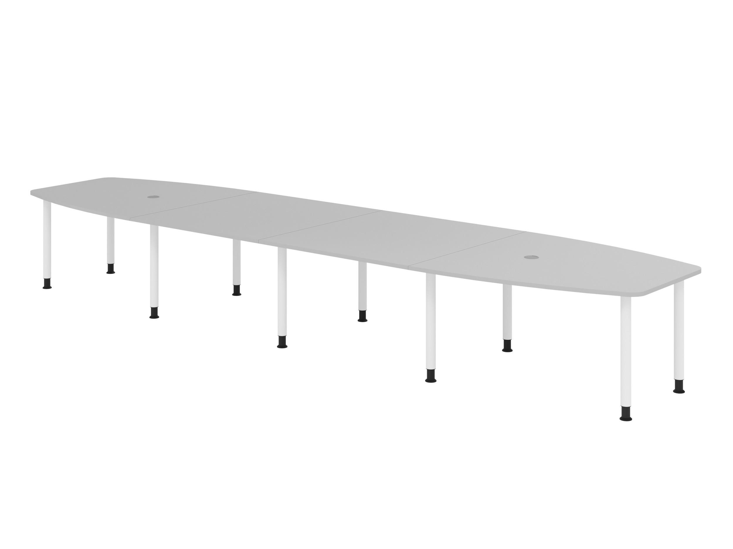 KONFERENZTISCH XXL KT52 130/520/74 cm in Grau/Füße in Weiß - Weiß/Grau, Holzwerkstoff (130/520/74cm) - bümö