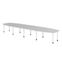 KONFERENZTISCH XXL KT52 130/520/74 cm in Grau/Füße in Weiß - Weiß/Grau, Holzwerkstoff (130/520/74cm) - bümö