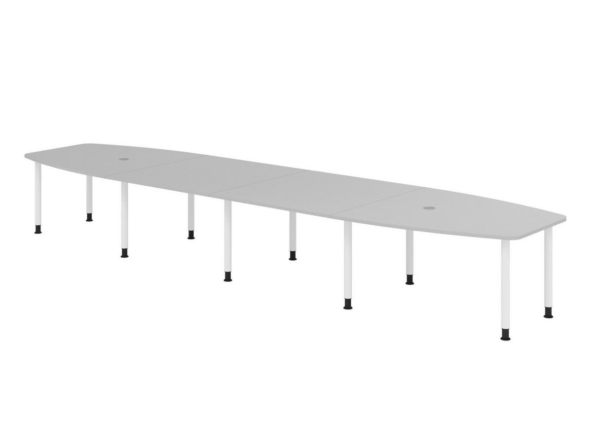 KONFERENZTISCH XXL KT52 130/520/74 cm in Grau/Füße in Weiß - Weiß/Grau, Holzwerkstoff (130/520/74cm) - bümö