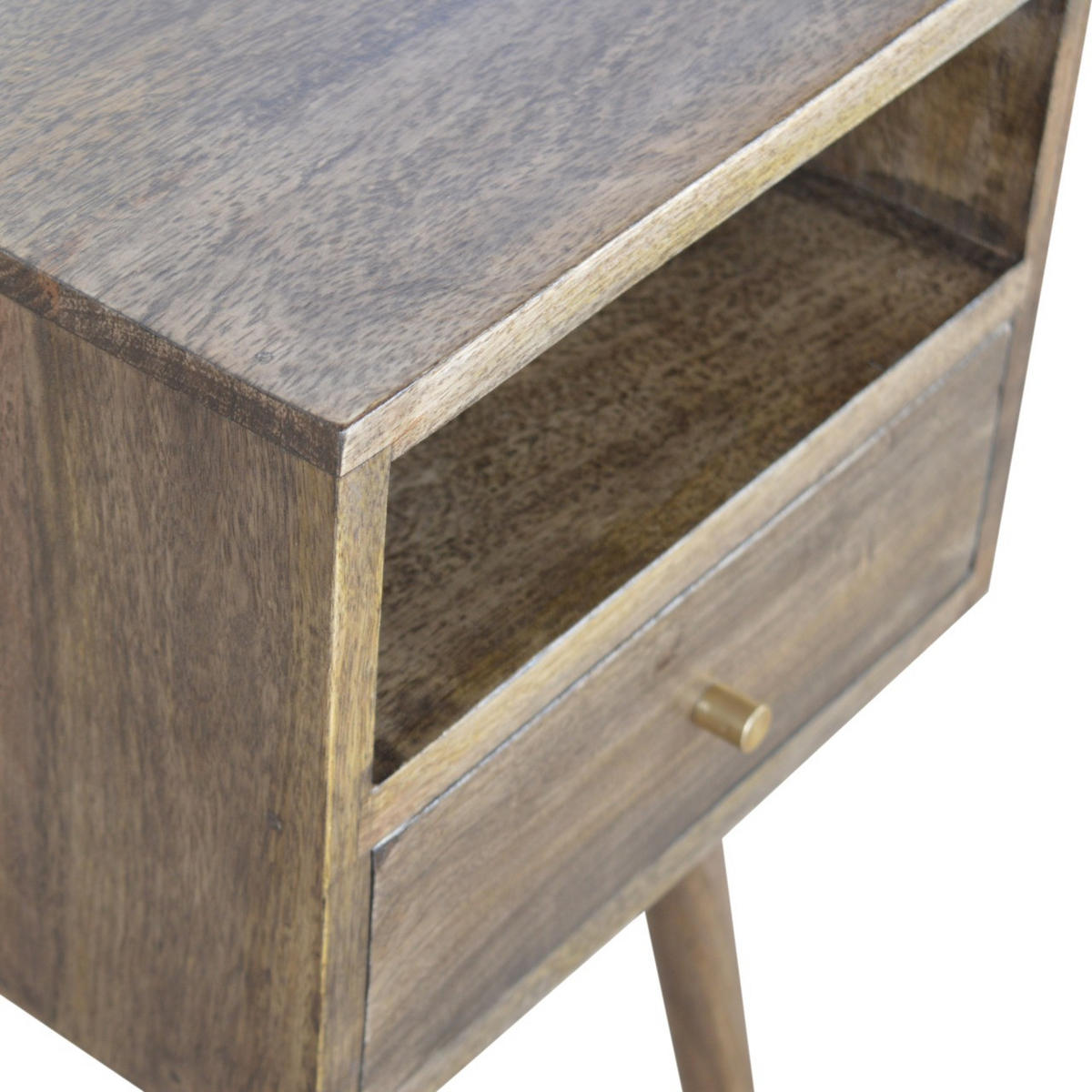NACHTTISCH 1 Schublade, 1 offenes Regal, Graubraun - Braun, Holz (30/57/30cm) - Artisan Furniture