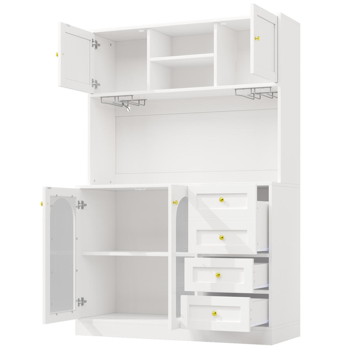 BUFFETSCHRANK 120/40/188 cm weiß aus MDF mit LED-Lichtleiste - Weiß, Holzwerkstoff (120/188/40cm) - OKWISH