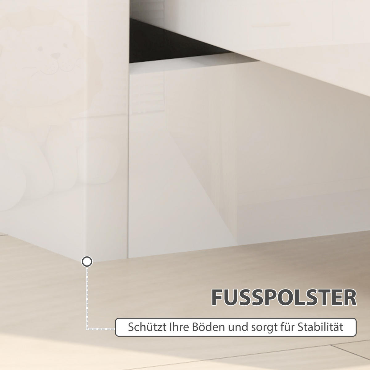 NACHTSCHRANK mit 2 Schubladen, 40 x 40 x 48 cm, Hochglanzweiß - Weiß, Holzwerkstoff (40/48/40cm) - HOMCOM