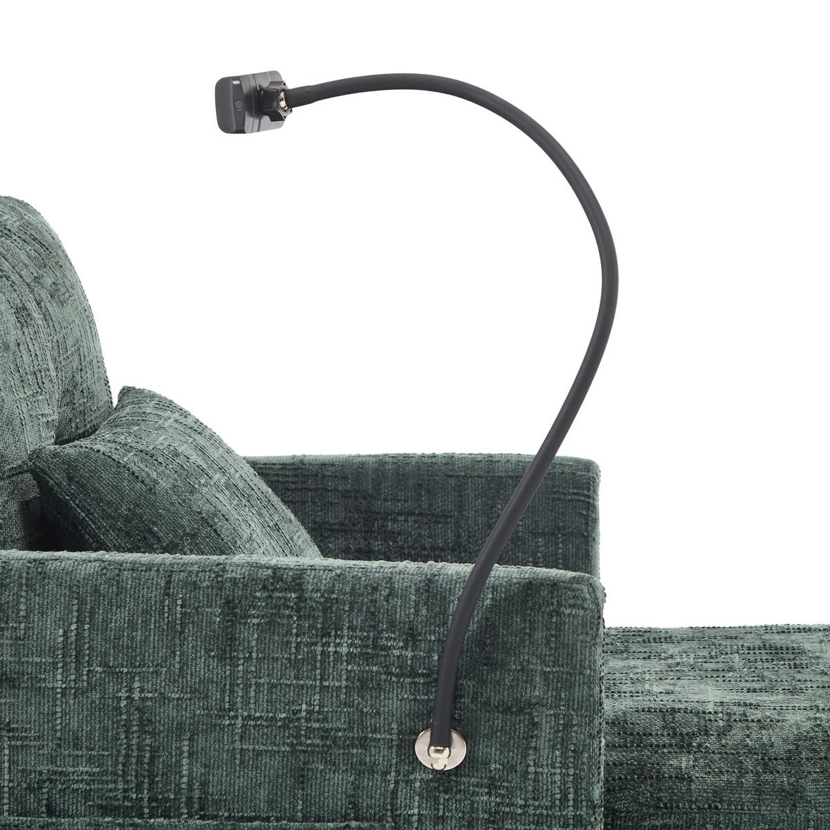 SCHLAFSOFA in Smaragdgrün aus Chenille mit Handyhalterung & Stauraum - Grün, Textil (84.5/87/125cm) - Urban Meuble