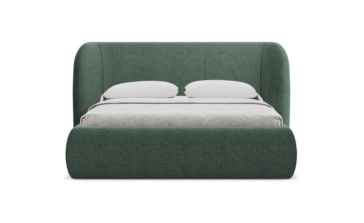 POLSTERBETT mit Bettkasten und Lattenrost 210x215 Grün - Schwarz/Grün, Kunststoff/Textil (160/200cm) - Makamii