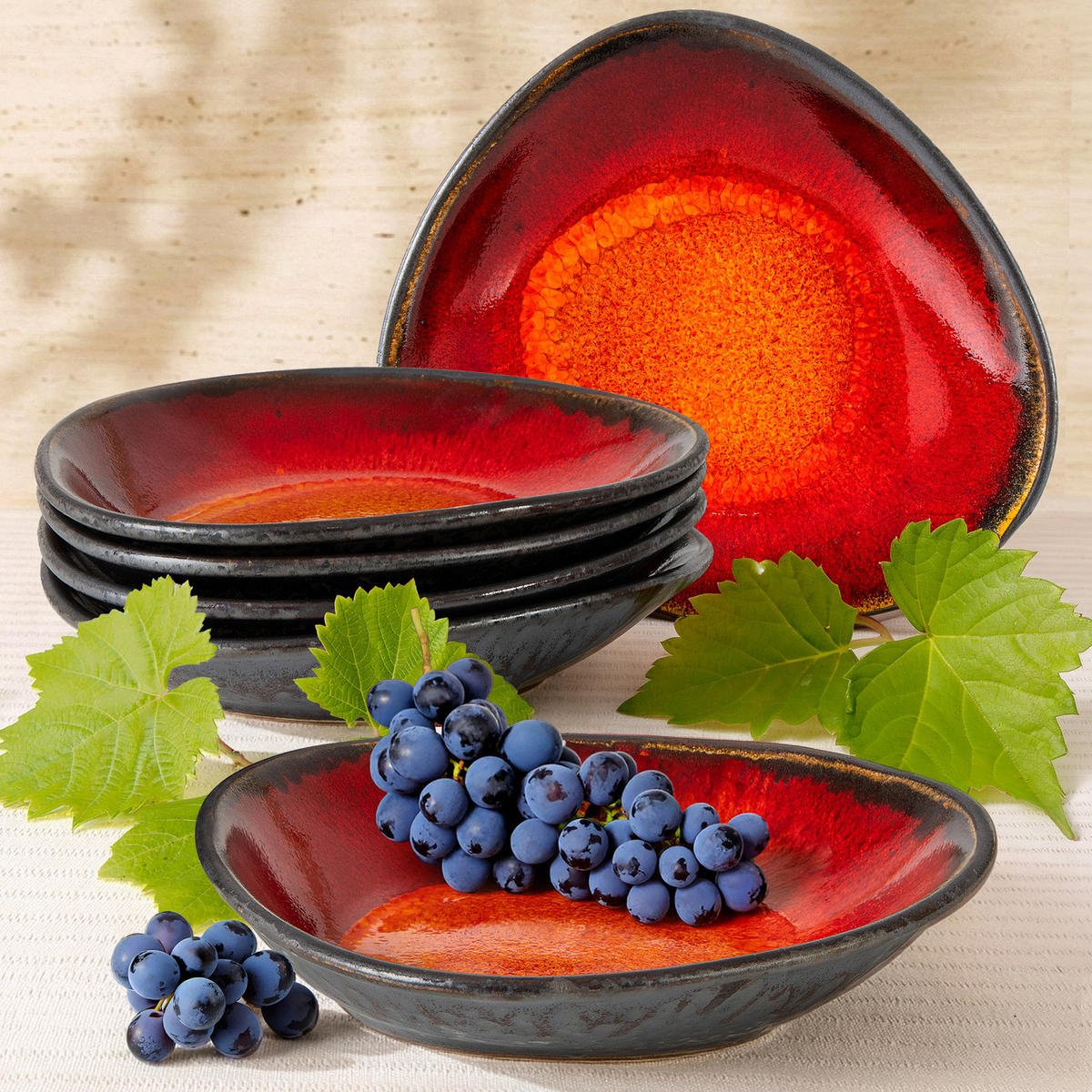 SUPPENTELLER PRIMA 6-tlg, Rot - Rot, Keramik (22/24/5cm) - KONSIMO®