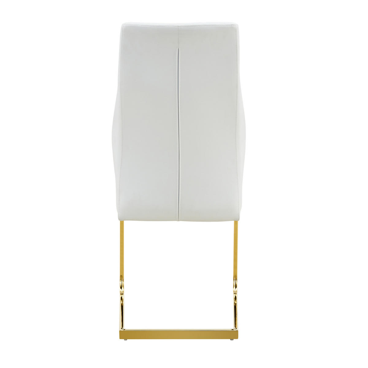 ESSZIMMERSTUHL 2er-Set hohe Rückenlehne PU-Leder Weiß Goldfarben - Weiß, Metall (63/100/43cm) - Meubliv